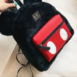 NWT?Disney Mickey Mouse Backpack Cute Red/Black Cute Bag Kid Kawaii Gift Personalized Disney Mickey Mouse Big Face Backpack With 3D  main image 3